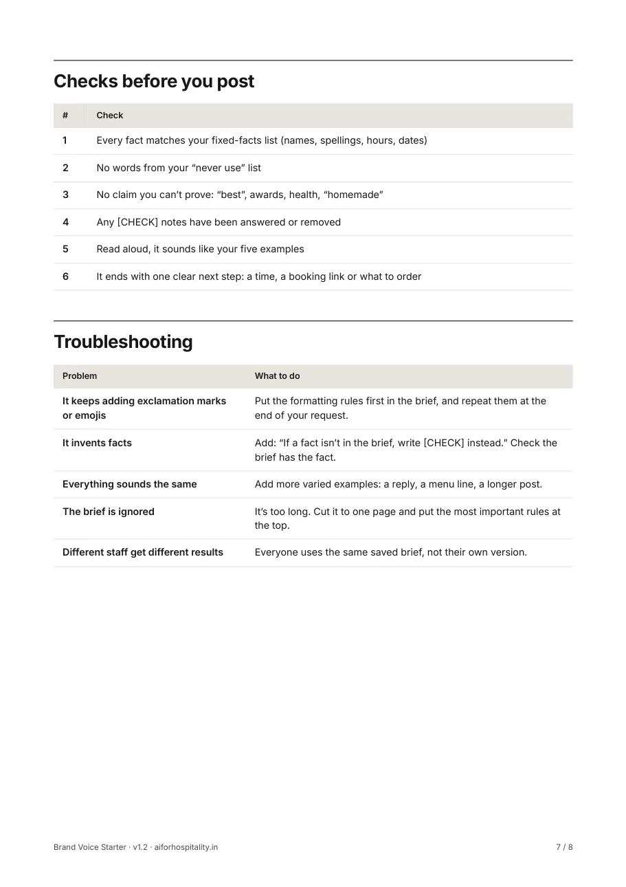 Checks before you post, and troubleshooting