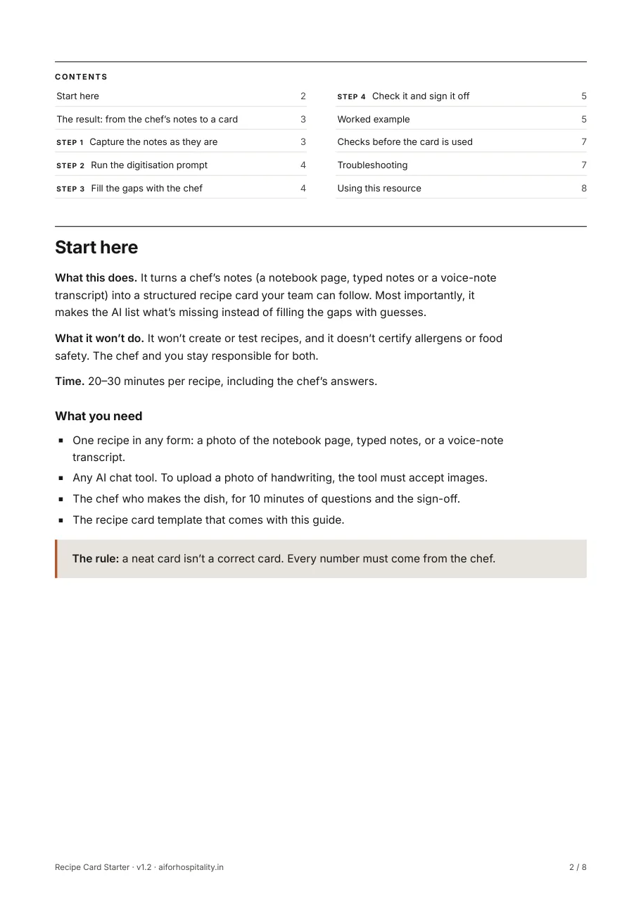 Contents and the start-here section